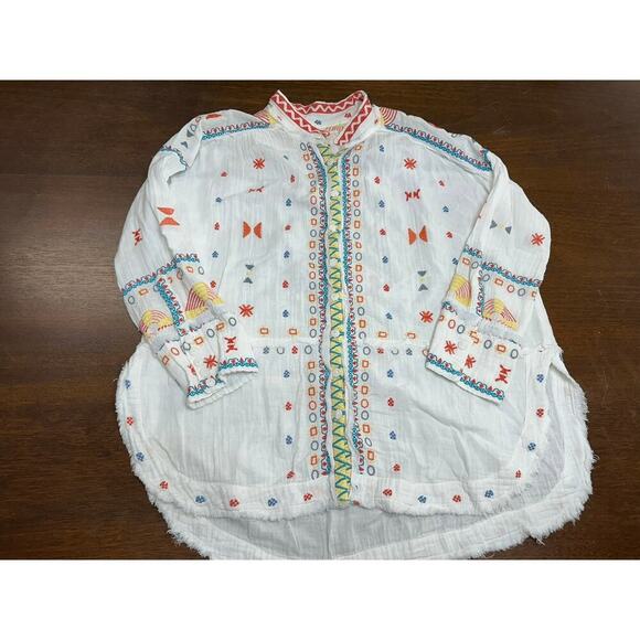 Johnny Was Embroidered Southwestern Aztec Lagenlook Top Women Small Oversized - Picture 1 of 11